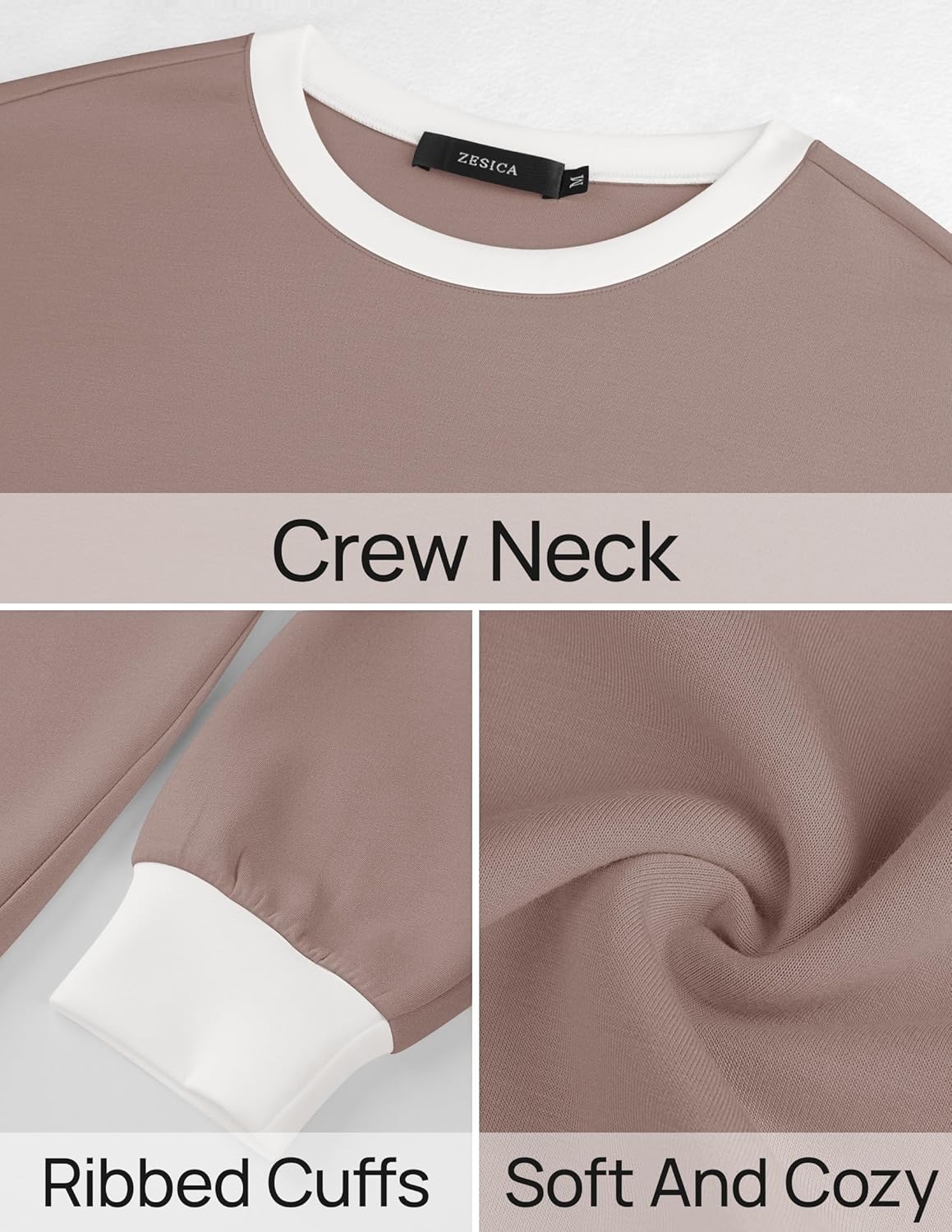 ZESICA Sweatshirts for Women Casual Long Sleeve Crewneck Contrast Color Oversized Pullover Tops Trendy Clothes
