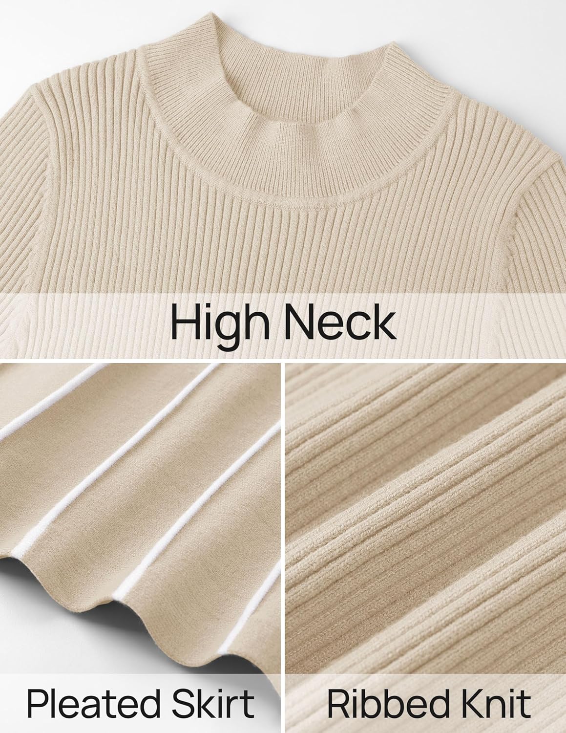 ZESICA Womens 2025 Fall Turtleneck Long Sleeve Sweater Dress Tie Waist Casual Loose Ribbed Knit A Line Midi Dresses